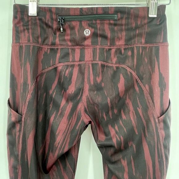 Lululemon Burgundy Black Speed Tight IV Bordeau Luxtreme Leggings Size 4 - Picture 3 of 6